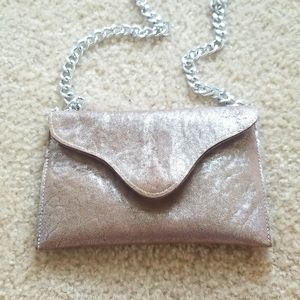 JJ Winters Small Leather Envelope purse with silver chain